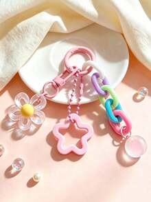 1pc Colorful Bell Keychain Chain Clasp Accessory Decoration With Double Five-Pointed Star - Multicolor - View 6