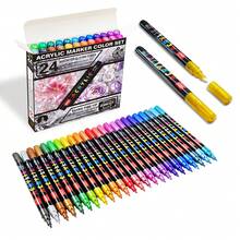 GuangNa 24pcs Glitter Metallic Acrylic Marker Set , 0.7mm Extra Fine Tip Permanent Paint Pens, Art Markers For Rock, Glass, Ceramic, Card Making, Handcraft DIY Art Drawing - Sets - View 9