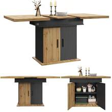 Telescopic Dining Table (110-140*80cm), Foldable Kitchen Table For 4-6 People, Extendable Dining Table, Space-Saving Kitchen Table, For Kitchen And Living Room, Retro-Style Dining Table - Black - View 8