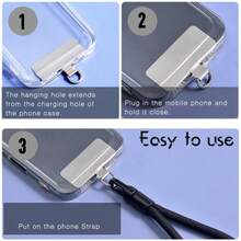 20Pcs Universal Phone Lanyard Clips,Anti-Loss Phone Lanyard Patches,Ultra-Thin Phone Tether Patch Connectors With D-Ring,Suitable For All Phone Cases - Silver - View 9