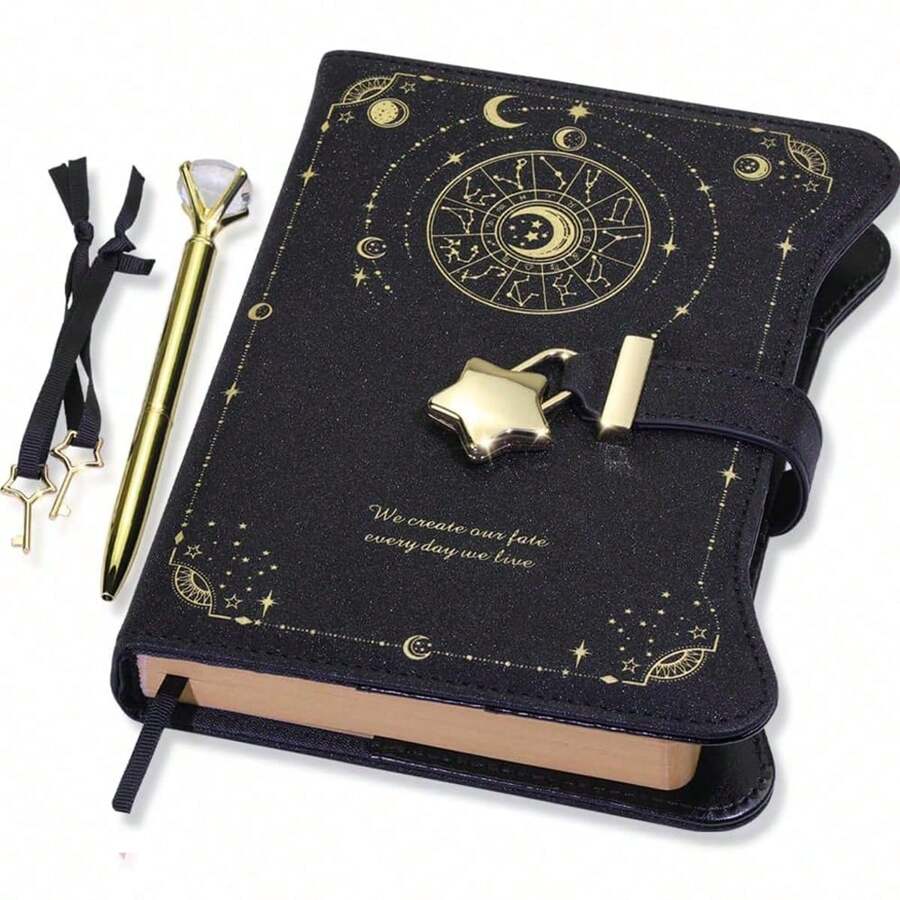 ado y llaves para niñas y niños, ideas de regalo, páginas con borde dorado de 360 grados, cuaderno recargable B6 para escribir con bolígrafo y marcador, útiles escolares, vuelta a la escuela