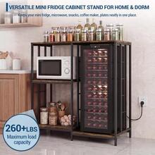 Techigher 4-Tier Kitchen Bakers Rack With Mini Fridge Stand, Industrial Microwave Storage Shelves, Coffee Bar Table With Metal Frame For Kitchen & Office, 95 X 40 X 103 Cm - Multicolor - View 4