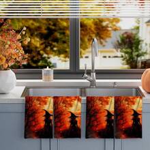 2/4/48pcs Halloween Series Blood Moon Witch Pattern Printed Kitchen Towels - Ultra Soft, Highly Absorbent Polyester Dish & Hand Towels, Perfect For Holiday Decor, Kitchen Decor, Party Decor - Multicolor - View 14