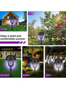 4/2pcs Solar Powered Mosquito Killer, Purple Light Mosquito Trap, Outdoor Mosquito Catcher & Garden Landscape Ground Light, Suitable For Garden, Patio, Lawn And Backyard - One Size Fits All - View 8