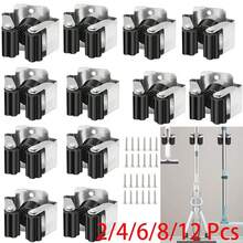 2/4/6/8/12pcs Broom Mop Holder, Wall Mounted Broom Rack, Heavy Duty Garden Tool Storage Rack, Rake And Shovel Handle Hooks, Stainless Steel Mop Hooks, Wall Mounted Multi-Function Storage Rack With Screws - Greyish White - View 14