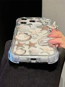 Phone Case: Transparent Shell Pearl Pattern Printed Full Coverage Phone Case, Compatible With Apple 17 17 Pro Max, 17 Pro, 17 Plus, 17, 16 Pro Max, 16 Pro, 16 Plus, 16, 15, 14, 13, 12, 11 And Other Models, Summer Ocean Element Fashion Phone Protective Cover - Multicolor - View 4