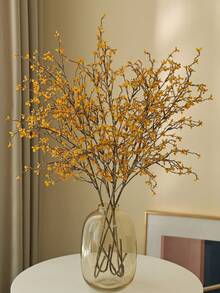 1/3/40pcs 37 Inch Artificial Dried Branches, Valentine's Day Scarecrow Floral Art, Vase Decor Branches | Halloween Flower Stems, Farmhouse Country Style Decor, Indoor Home Decoration, Tall Vase Long Stem Artificial Flowers - Yellow - View 5