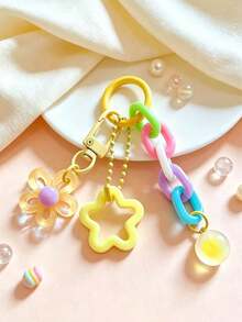1pc Colorful Bell Keychain Chain Clasp Accessory Decoration With Double Five-Pointed Star - Multicolor - View 8