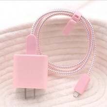 5 buah Casing Pelindung Charger Anti-Jatuh TPU Warna Pink Solid Matte, Penggulung Kabel Kompatibel dengan Charger Apple 18W/20W, Aksesori Digital Warna Solid Minimalis Premium - Bubuk lulur - View 5