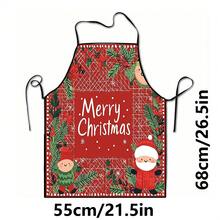 1pc Christmas Santa, Christmas Bells, Christmas Snowflakes, Christmas Reindeer, Christmas Tree, Christmas Snowman, Christmas Penguin, Christmas Cartoon Animal Pattern Chef Apron, Apron, Suitable For Home Decor And Kitchen Use. Made Of 100% Polyester Material, Designed As Sleeveless Style, Perfect For Home Kitchen, Outdoor BBQ Cooking. This Printed Apron Is Unisex, Machine Washable And Reusable, An Essential Kitchen Item - Multicolor - View 10