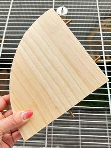 1pc Random Color Wooden Fan-Shaped Bird Cage Platform, Bird Toy, Hamster Jump Board, Parrot Perch, Resting Platform, Suitable For Parrots, Hamsters, Jerboas And Long-Tailed Rats, Bird Cage Accessories, Bird Toys, Bird House, Autumn Decoration - View 10