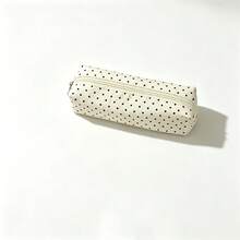1pc Minimalist Polka Dot Pencil Case, Classic Solid Color Canvas Pencil Bag, Simple Zipper Stationery Storage Bag, Portable Small Cosmetic Organizer, Suitable For Students, Teenagers Back To School, Office Daily Use, 3 Colors Available,Back To School - Pencil Case - View 11