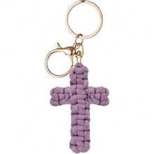 1/5/10pcs Woven Cross Christian Keychain, Unisex, Bohemian Style Jesus Cross Car Bag Pendant - Multicolor - View 13