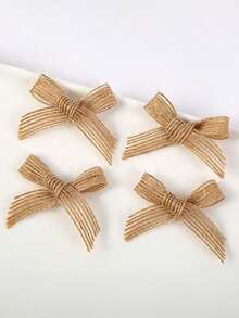 100pcs Mini Burlap Bows For DIY Crafts, Rustic Jute Ribbon Bows For Christmas Tree Wreath, Small Gift Wrapping Bowknots, Farmhouse Party Decor - 4.5cm X 4cm X 1cm - View 8