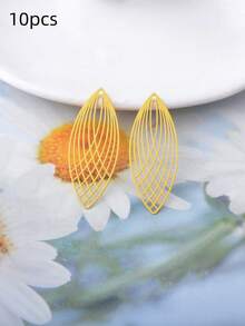 10pcs Oval Light Golden Hollow Leaf Charms Pendant Women's Fashion Tassel Earrings DIY Versatile Jewelry Decoration - C8987 - View 17