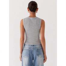 Summer New Knitted Simple Slim Sleeveless Solid Color Undershirt Undershirt Women - 灰色 - 查看 5