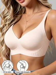 3pcs Seamless Wireless Lift Bra, Removable Soft Cups, Lightweight Unpadded Lingerie - Multicolor - View 3
