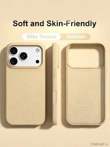 新款奢華防震柔軟米色親膚手機殼，相容 iPhone 17 16 15 Pro 14 Plus 13 12 11 17 Pro Max Air XR XS Max X/XS 7/8 Plus 7/8，防摔光滑保護殼，耐用設計，親膚材質 - 金色 - 查看 2