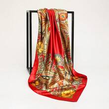 Hot-Selling Versatile Women's Fashion Silk Scarf, Travel Sun Protection Faux Silk 90cm Printed Shawl Headscarf - Multicolor - View 10
