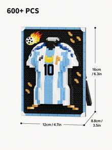 FIFA 足球球衣積木套裝，600+片梅西 #10 與 C 羅 #7 展示框模型，桌面裝飾球迷禮物 - 彩色 - 查看 7