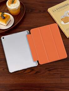1件裝橘色三折平板保護殼，附筆槽，相容 iPad Mini 4/5/6/7/Air/Air 2/9.7/10.2/10.5/10.9 (Air 4-Air 8)/Pro 11/10th Gen/A16/Pro 11 2024 與 Galaxy A8，柔軟霧面翻蓋式保護殼，附三折支架，自動休眠/喚醒，內建筆槽，不含筆 - 橘色 - 查看 6