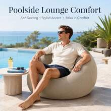 Comfortable Flocked Inflatable Bean Bag Sofa, Waterproof Leak-Proof Inflatable Lounge Chair, Lightweight Foldable Portable Inflatable Seat, Multiple Colors Available, Suitable For Home Relaxation, Outdoor Camping, Beach Party, Balcony Leisure And Office Nap - Multicolor - View 10