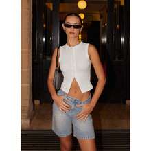 Summer New Knitted Simple Slim Sleeveless Solid Color Undershirt Undershirt Women - 白色 - 查看 4