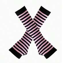 1 Pair Punk Striped Knit Fingerless Gloves, Elastic Sun Protection, Mid-Length Hip-Hop Decorative Gloves For Women And Men, Suitable For Outdoor, Driving, Travel - Multicolor - View 7