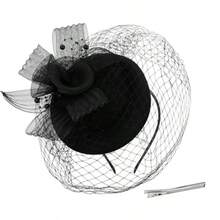 Fascinators Hats For Women Tea Party Hats For Women Vintage Headband Headpieces Flower Mesh Ribbons Feathers On A Headband And A Clip Lace Cocktail Headwear Veil Hair Clip - Black - View 8