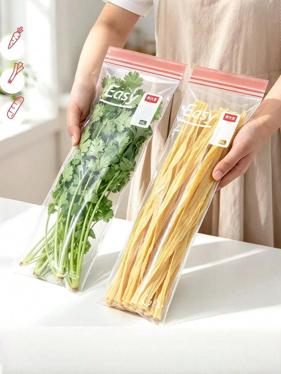 YIYOUJIA EASY YOUR HOME EASY YOUR HOME PE Food Storage Bag, Reusable Freezer Bag For Fridge Organizer, Dual Zipper Pouch For Snack Family Meal Prep, 4 Sizes