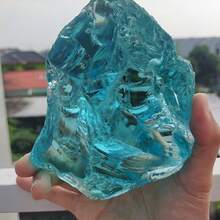 1pc - Bohemian Style Blue Andara Volcanic Glass Crystal - Raw Rough Stone, Suitable For DIY Handmade Single Atom Glass Beads, Cabochon Gemstones And Jewelry Making, Crystal Meditation Stone (Artificial Glass Mineral) - Baby Blue - View 9