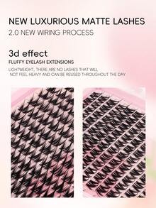 320pcs Single Lash Clusters, Lash Cluster Set, Fine Lash Clusters, Natural Lash DIY Lash Extension Set, Cluster Lash Set (320 Clusters, 10-16mm) - Lightweight Natural Style Lash Extension Set, Featuring Fine Stem Design, Includes Adhesive And Setting Liquid, Suitable For Home DIY. - Multicolor - View 8