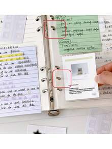 100/200/500/1000 Pcs Self-Adhesive Binder Hanging Tab Stickers With Round Hole - Loose-Leaf Storage Tags For DIY Notebook, Journal, And Photo Card Paper Organization, Binder Tabs,Back To Cshool - Clear - View 9