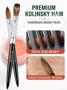 1PC Size 2-18 Kolinsky Acrylic Nail Brush With Leather Case, Professional Sable Nail Art Brush For Acrylic Powder & Extension Gel - Black - View 9