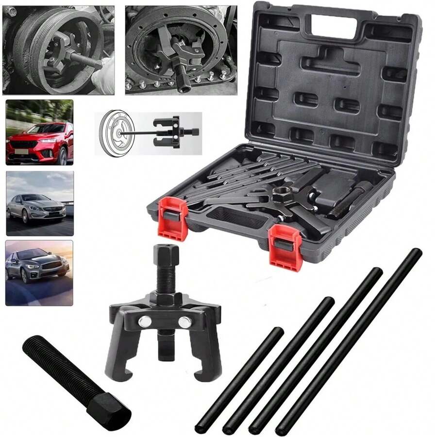 Adjustable 3‑Jaw Harmonic Balancer Puller Kit, Heavy‑Duty Durable Disassembly Tool For Harmonic Damper Removal, For Vehicle Repair & Maintenance - A - View 1