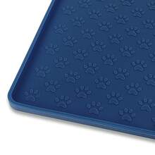 Alfombrilla de silicona con muchas huellas de patas para mascotas, perro y gato, impermeable para prevenir el desbordamiento de comida y agua - Rosa - Ver 14