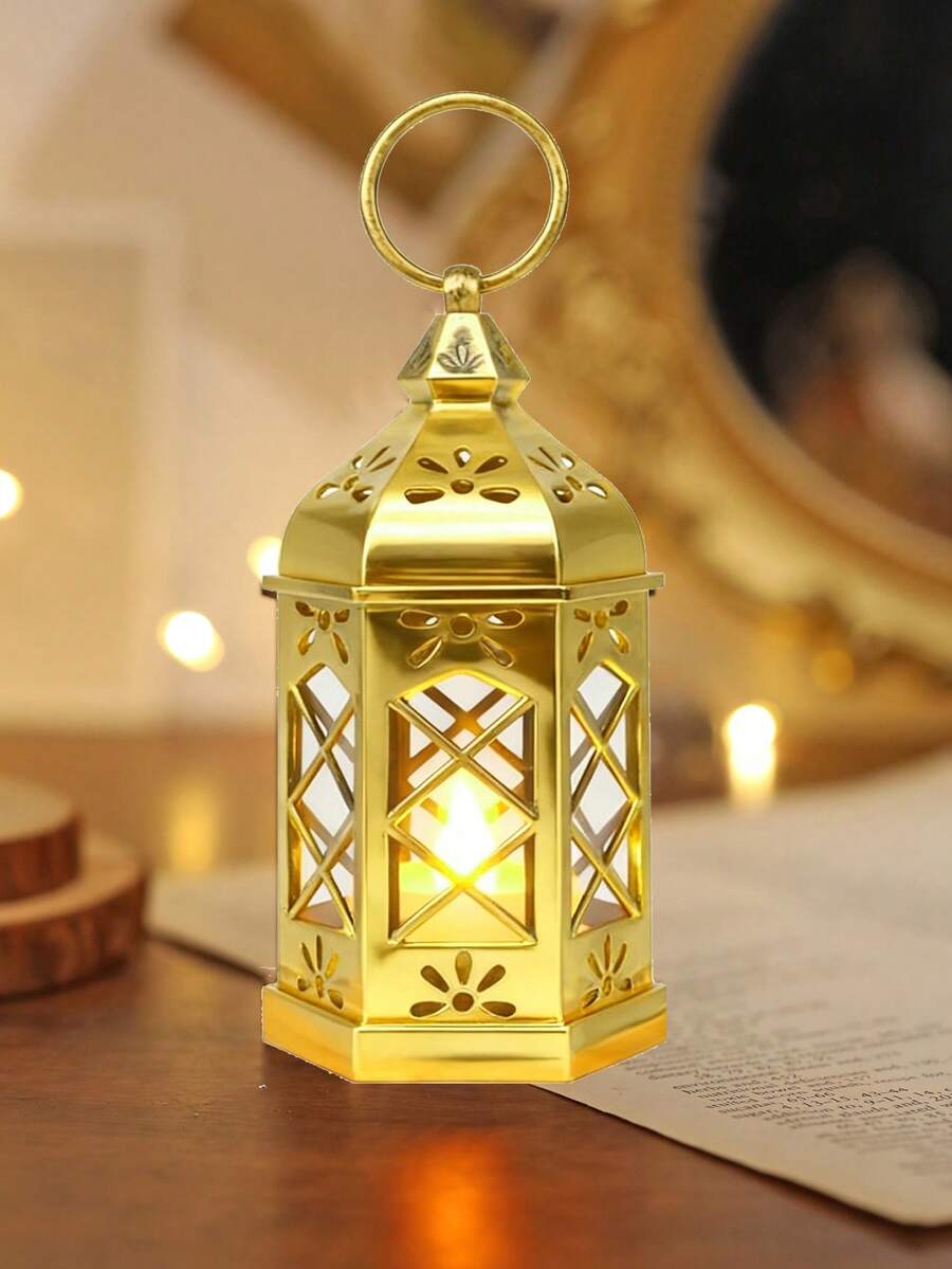1pc Handheld LED Decorative Lantern, Desktop Decor Small Table Lamp Ornament Prop - Pavilion-style - View 1