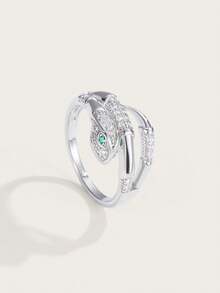 Altistry 1pc Creative Snake Design Synthetic Zirconia Embellished Fashion Ring For Women - Multicolor - View 3