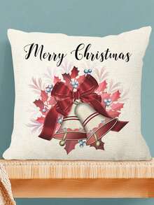 1/4pcs Linen Printed Square Pillow Case, Christmas Cartoon Character Pattern Pillow Case (Pillow Insert Not Included), Skin-Friendly Material, Bedding, Suitable For Daily Living Room, Bedroom, Sofa, Car, All-Season Pillow Case, Holiday Gift - Multicolor - View 7