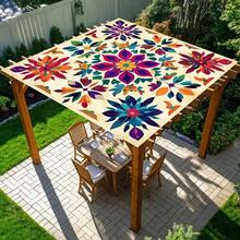 1 rèm che nắng ngoài trời họa tiết Mandala phong cách Bohemian màu gradient, dày chống nắng, dễ lắp đặt và cất giữ, phù hợp cho 6 người, dùng cho sân vườn, sân nhà, cạnh hồ bơi (không bao gồm cột) - Nhiều màu - Xem 11