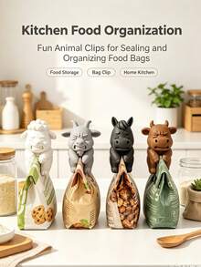 3D Printed Animal Farm Bag Clips, Cute Refrigerator Magnets, Moisture-Proof Sealing Clips, Kitchen Snack & Seasoning Storage Accessories - Multicolor - View 1