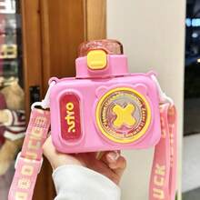 1件/5件 580ml 可愛相機造型 PC 水瓶，堅固 PC 材質，時尚相機設計，彈出式吸管蓋與掛繩孔，多款清新配色，適合學校、日常通勤與戶外活動 - 多色-相機 - 查看 7