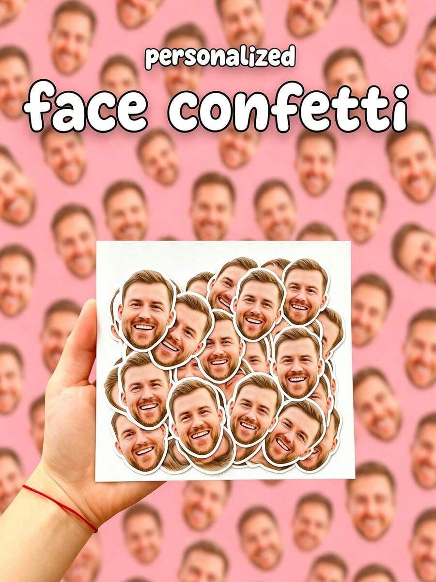20/50-100 Custom Face Stickers - Personalized Confetti For Parties, Birthdays Or Weddings