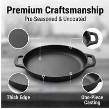 Cast Iron Skillet, Pre-Seasoned, Multi-Functional, Non-Stick, Perfect For Pizza Lovers, Home Kitchen, Outdoor Cooking, Durable, Even Heating, Versatile, Compatible With All Stovetops, Ideal For Home Kitchen And Outdoor Cooking - Black - View 8