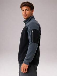 CZRLHYT Men's Half-Zip Unique Design Long Sleeve Polar Fleece, Simple Fashion Solid Color, Ideal For Casual Wear, Sports, Running, Outdoor Activities - Multicolor - View 3