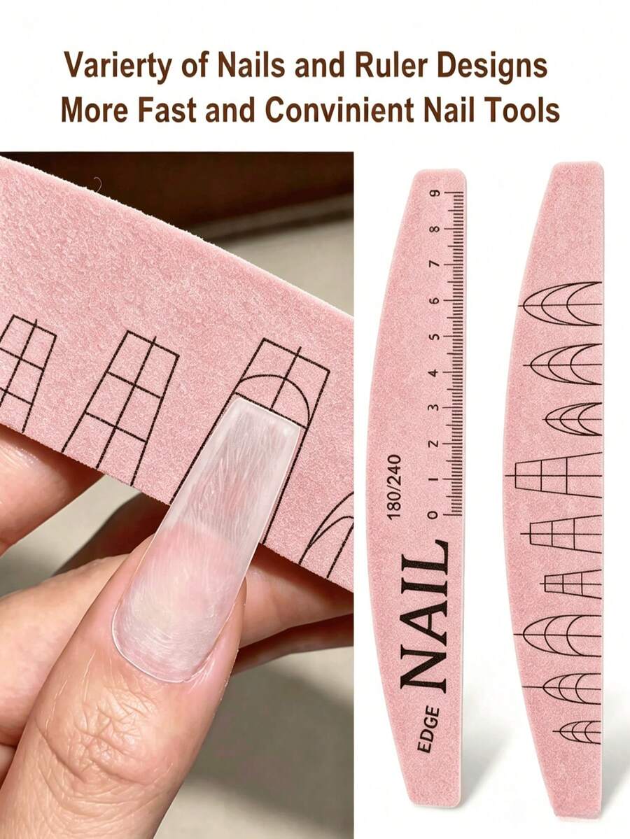 1/3/6/15/25/50/100pcs Washable Wear-Resistant Nail File With Scale, Non-Shedding Sponge Buffer, Durable Shaping And Polishing Double-Sided Nail File, Random Style And Color. Acrylic Nails For Hands, Nail Technician Supplies