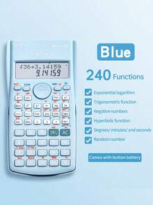 1pc Blue Student Scientific Calculator, Multi-Function Exam And Learning Tool For Calculating Functions And Fractions, 12-Digit Display Multi-Function Financial Calculator,Back To School Essentials,Creative Gift For Thanksgiving, Christmas, Birthday Halloween Decoration Back To School - Blue - View 1
