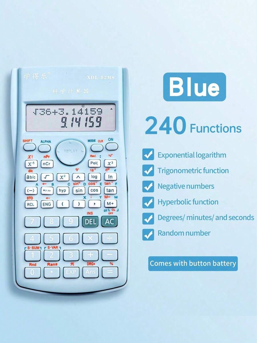 1pc Blue Student Scientific Calculator, Multi-Function Exam And Learning Tool For Calculating Functions And Fractions, 12-Digit Display Multi-Function Financial Calculator,Back To School Essentials,Creative Gift For Thanksgiving, Christmas, Birthday Halloween Decoration Back To School - Blue - View 1