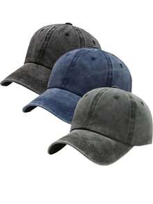 1/3pcs Women's Vintage Washed Neutral Color Baseball Cap, Adjustable Sports Hat, Casual Style, Durable, Buckle Design, Suitable For Daily Wear - Multicolor - View 13