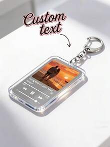 Personalized Photo Keychain, Custom Acrylic Key Ring, Music Player Style Keychain, Photo Memory Gift, Custom Text Key Holder, Couple Keepsake Gift - Multicolor - View 7